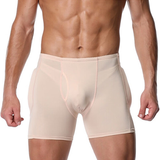 Modal Men's Body Shaping Butt Lifting Underwear Hip Pads Padded Thickened Breathable Beautiful Buttocks Fake Butts Enlarged Hips Full Hips Boxer Briefs Black Pants + Hip Pads XL