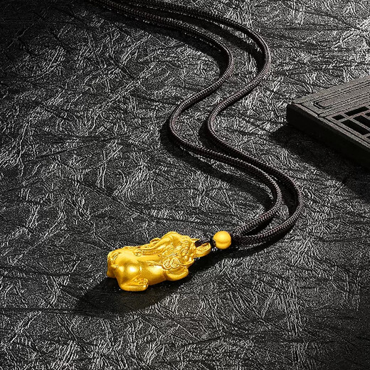 Erli Ancient Gold Color Lucky Pixiu Coin Pendant Necklace for Men and Women, Versatile Simple Necklace Accessories Biting Coin Pixiu Pendant