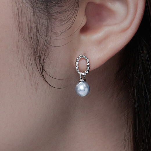 Lukfook Jewelry True Me Series Platinum 950 Special Shaped Seawater Pearl Platinum Drop Earrings Total Weight Approximately 2.94 Grams