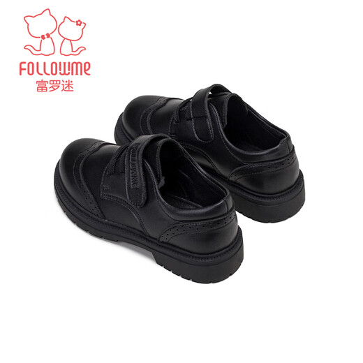Fuluo Mi Boys' Leather Shoes Spring and Autumn Campus Comfortable Soft Sole Performance Shoes Black British Style Children's Shoes Black 32