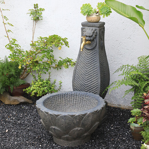 Kushifang courtyard balcony water faucet mop pool outdoor garden decoration landscaping column faucet household floor-standing mop pool Ping An Xile column water faucet without faucet