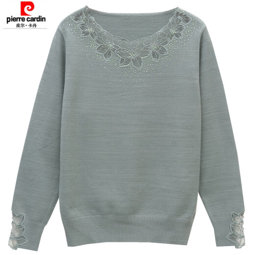 Pierre Cardin Mother Mother Strick-Basishemd für die Frühlings- und Herbst-Mode-T-Shirt für Frauen für den mittleren und alten Herbst-Langarm-Top-Set 9921 Green M [Empfohlen 85-100 Jin [Jin entspricht 0,5 kg]]