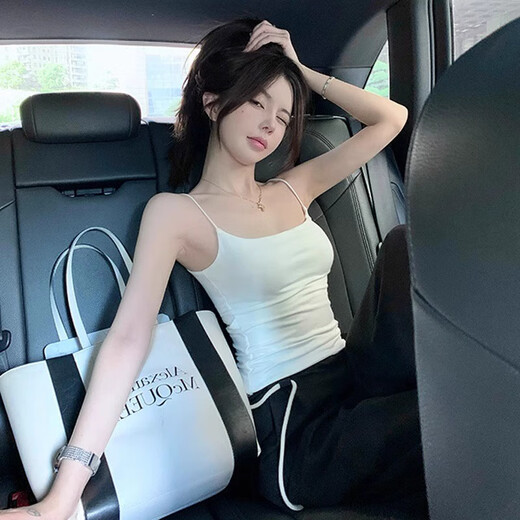 Aimu Autumn and Summer Camisole with Breast Pads All-in-One Bra Wear Outer and U-shaped Back and Inner Underwear Black M 90-105Jin Jin is equal to 0.5kg