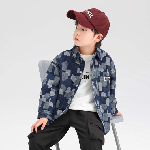 Zuoxi Boy Denim Hemdjacke dünne 2025 Neue Kinder Frühling und Herbst Tops Jungen Kleidung Denim Farbe 150