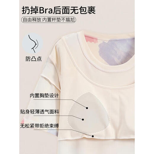 莫代尔带胸垫睡裙女款夏季纯棉短袖过膝中长款可外穿睡衣女生居家服套装 723 自带胸垫 宽松休闲 M 80100斤