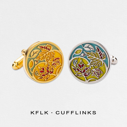卡夫林克新品幸运叶子袖扣男士袖钉高档衬衫法式袖口扣金属 Cufflinks K124 银色袖扣-幸运叶子