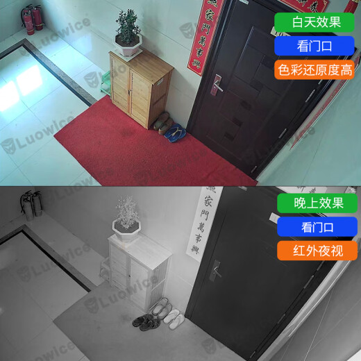 镭威视楼道门口无线电池充电家用摄像头需连wifi网手机远程监控器360无死角带夜视全景免不插电源室内外