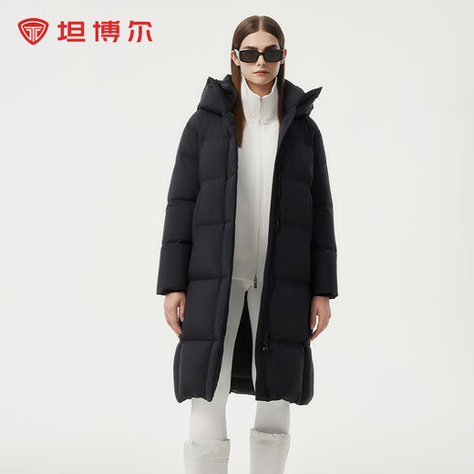 坦博尔（Tanboer）2025新款羽绒服女长款时尚百搭保暖加厚连帽面包服530836Z 黑色 XL