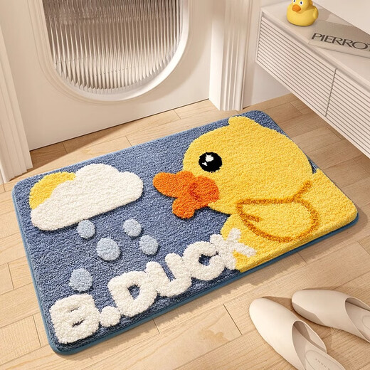 Segana bathroom absorbent floor mats, bathroom door mats, cute non-slip mats, home carpet door mats, door mats, look at duck-sea blue 40*60CM, two pieces
