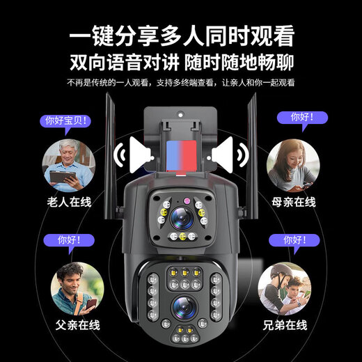 Ruishiwei HD-Doppelkamera-Überwachung im Freien, wasserdichter Heimmonitor, 360 Grad, kein toter Winkel, mit Nachtsicht, Panorama-Sprachvideo, Mobiltelefon, abgelegenes, ländliches Zuhause, kabellose Außenkugel, Doppelkamera, WLAN, Akkulaufzeit, Version 128, Speicherkarte