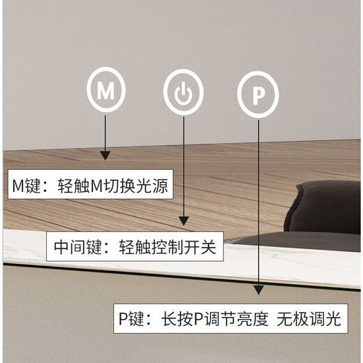 Perfeden Square Bedroom Smart Mirror Cosmetic Mirror Desktop LED Bulb Home Desktop Dressing Mirror with Light Fill-in Cosmetic Mirror Beauty Mirror Horizontal White 70*57 Plug-in