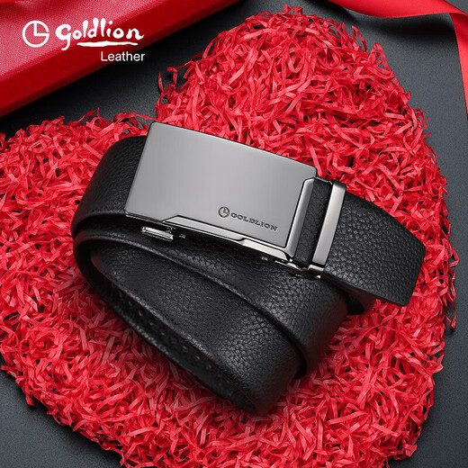 Goldlion Men's Belt Fashionable Cowhide Belt Gift Box Business Men's Automatic Buckle Belt New Year's Gift