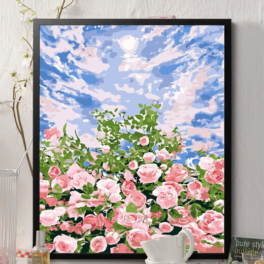 CLCEY数字油画diy花卉风景动漫手绘填充手工diy丙烯油彩画装饰画 H1049郁金香 50*65精美外框+彩画板+颜料笔