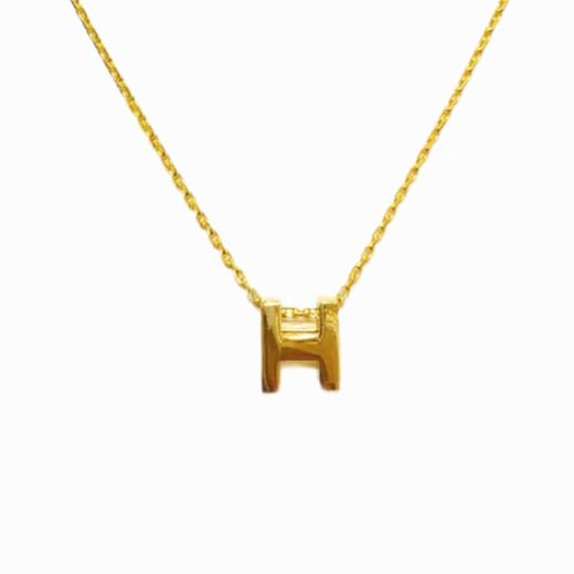 Fei Sheng Ji Fat Dong Lai's same style 18K gold letter necklace gold H women's light luxury light and shadow gold clavicle chain pendant gift 5G Jane new gold H necklace