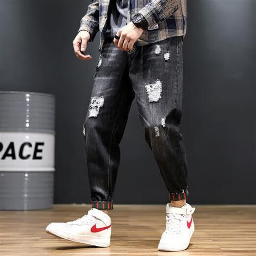 Commander Bear 300jin [Jin entspricht 0,5 kg] Fett extra großer großer Füße mit neun Punkten Hose Fett plus Fett plus schmale Füße riss extra große 9-Punkte-Jeans Blau 9905 NO BULLET 28 (Jin [Jin gleich 0,5 kg]))