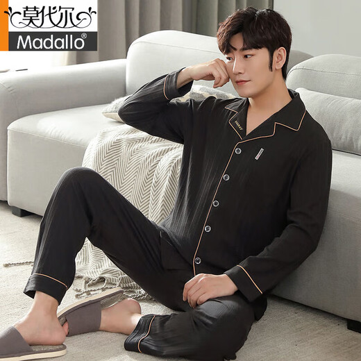 Modal Cotton Pyjamas Herren-Langsalzanzug Frühling und Herbst-Cardigans sind größer und können an der Außenseite dünne Heimkleidung Sommer 3524 Mz 4xl [200-220jin [Jin gleich 0,5 kg] oder mehr] getragen werden.