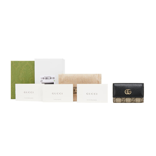 
GUCCI Gucci Women's GG Marmont Series Gold Label GG Old Canvas Leather Key Bag Ebony 456118 17WAG 1283 TU