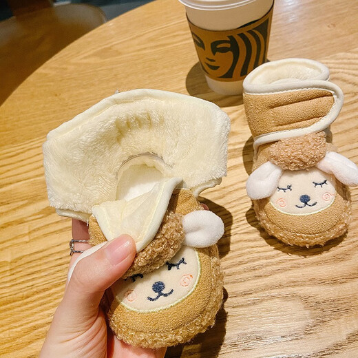 Tutu Dawen Newborn Baby Shoes 0-1 Years Old Toddler Shoes Autumn and Winter 6-12 Months Male and Female Baby Cotton Shoes and Socks Soft-soled Foot Covers Blue Velvet 1 Pair One-size-fits-all Inner Length 13cm (Suitable for 0-12 Months)