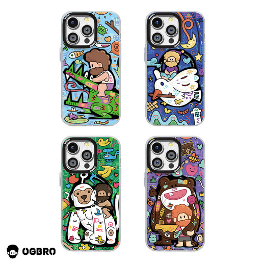 OGBRO magnetic absorbing mobile phone case full-inclusive anti-fall suitable for 15promax mobile phone case Apple 16promax matte original protective case Magsafe magnetic absorbing charging high-end trendy brand Art graffiti series丨Cartoon baby iPhone 15 Pro Max