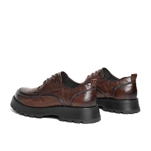 Belle pleated business leather shoes men's cowhide thick-soled formal shoes A1422AM4 black-single 39