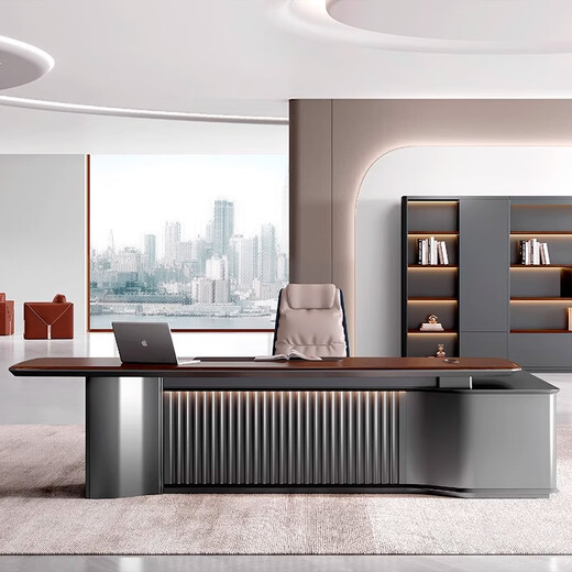 Kong Qiu Mingge desk boss table simple modern president table high-end light luxury desk chairman office desk and chair combination 2.4 meters boss table