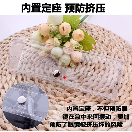 YWZRRESUM透明眼镜盒塑料镜盒超轻便携老花眼睛盒男女收纳盒墨镜 透明大码送镜袋+布