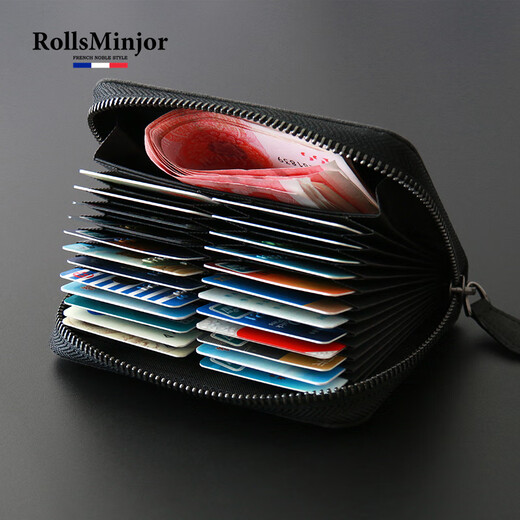 Rollsminjor UK Multi-carte Pack Pack de cartes de permis de conducteur masculin Clif de carte Banque Clip de grande capacité Anti-démagnétisation Exquise Document Pack 24 Card Card Pack - Advanced Gray 24