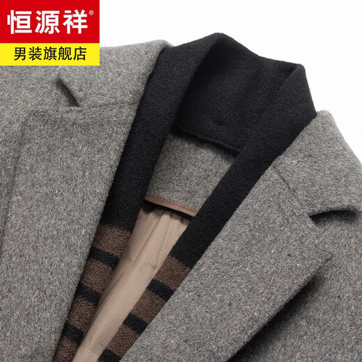 Hengyuanxiang mid-length goose velvet inner liner wool coat for men's winter wool coat middle-aged one-on-three-wear scarf thickened black XL 175