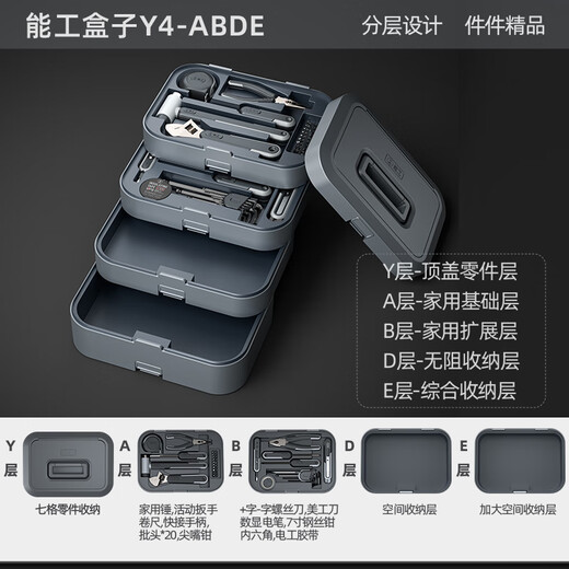 GREENER Toolbox Home Storage Box Multifunctional Hardware Art Box Portable Large Car Tool Set Lithium Battery Y4ABCE Manual Electric Drill Large Storage Layer