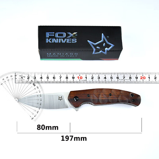狐狸FOX308户外战术折叠刀N690高硬度野外便携折刀野营锋利小刀具 狐狸FOX308-折叠钢刀 19.7cm-小于60°