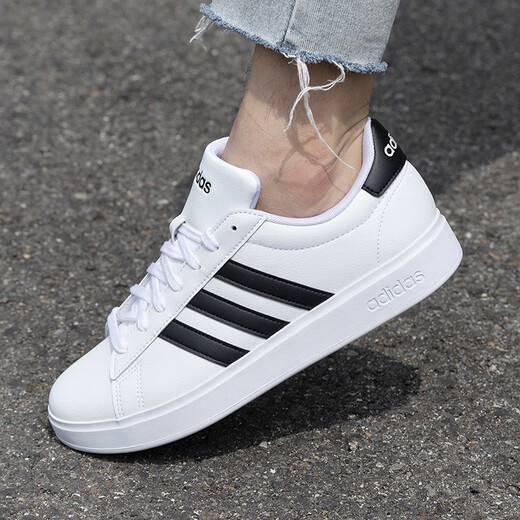 Adidas NEO men's shoes 2025 summer new three-stripe white shoes light casual shoes low top sports shoes student board GW9195 white/black 41 (255mm)