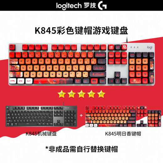 罗技（Logitech）K845机械键盘   机械键轴 有线机械键盘 电竞办公游戏台式外接笔记本电脑 K845青轴-明日香+G502 HERO