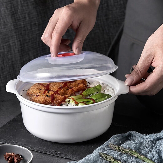 Boelter microwave bowl heating special container hot rice container instant noodle bowl lunch box plastic soup bowl with lid three-piece set large + medium + small