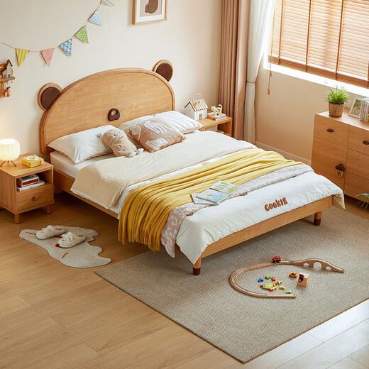 Lin's home bedroom cartoon bear bed 1.5m single children's bed girl boy LH bed plus mattress 1.5M