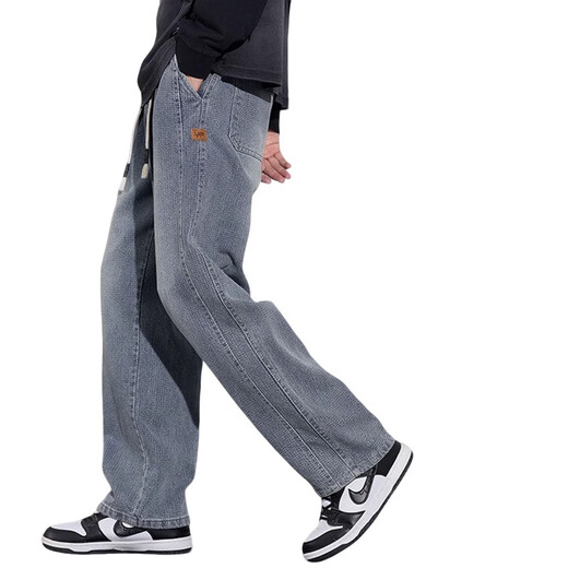 真维斯（Jeanswest）Jeanswest/真维斯星空纹牛仔裤男士春秋新款潮牌复古直筒宽松长裤 zgx-9854复古蓝加绒 均码 m