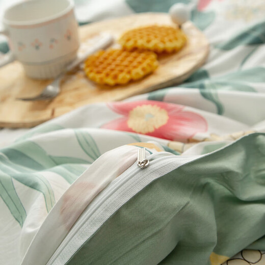 Grace 100% pure cotton 1.2 meters dormitory bed three-piece set four-piece set bed sheets and quilt cover single and double quilt cover bed sheets Mange Yayun rice 2m sheet four-piece set/quilt cover 220*240cm