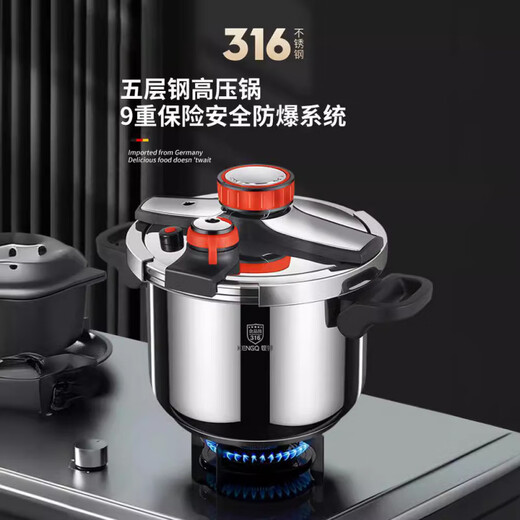 CLCEY德国2025新款16不锈钢高压锅加厚新型压力锅防爆家用电压力锅 - 5-11304不锈钢  9l 24cm
