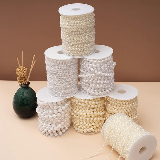 Floral bouquet imitation pearl chain white connected bead chain flowers diy Christmas tree material wedding party decoration 6mm pearl chain 3 meters