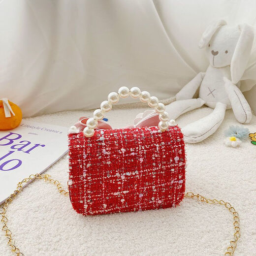 
Lingting Eagle Girl Little Shou Bao Little Girl Little Flavor Fashion Princess Crossbody Bag Children's Fashion Cute Pearl Handbag 9756 Bow Small Flower Gou Pink