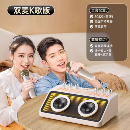 Sony Ericsson (soaiy) SG12 audio microphone all-in-one set singing microphone national karaoke KTV Douyin Internet celebrity anchor mobile TV entertainment talk karaoke version double wheat
