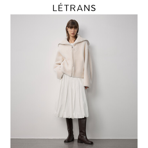 Letrans demi-douzaine de lait pâte feuillette mérinos de la marine en fourrure de fourrure féminine 2024 hiver blanc m