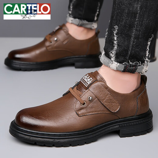 Cartelo Cowhide Men's Shoes New 2025 Shoes de cuero de cuero genuino de hombres para hombres zapatos de conducción transpirable Hombres 9908 Altura.