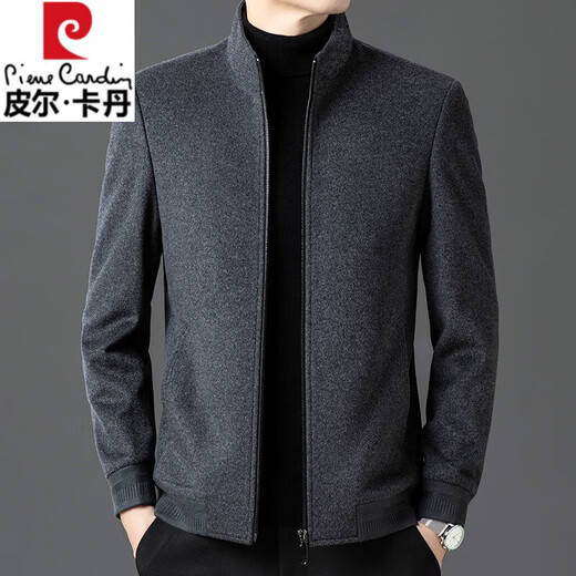 Pier Cardin High-Ald 100% Wool Jacket Hen Men's 2024 Camisa de chaqueta de lana pura de otoño e invierno de collar de mediana edad Jacket de lana de lana azul marino XL 180/96
