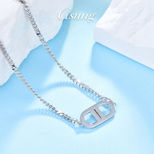GsunG platinum women's necklace new PT950 pig nose chain fashion platinum necklace women's shiny side chain Need to be customized Contact before shooting