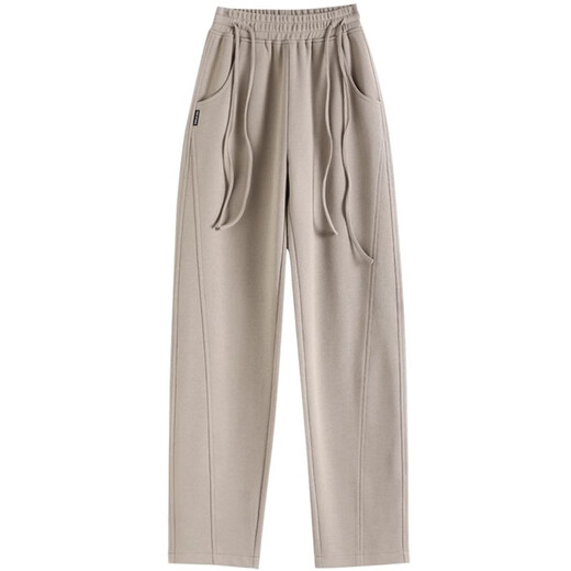 
Mushide narrow version banana sports pants for women in spring and autumn 2023 new winter plus velvet straight pants loose casual wide-leg waist pants 1283 khaki (single style in spring and autumn) L