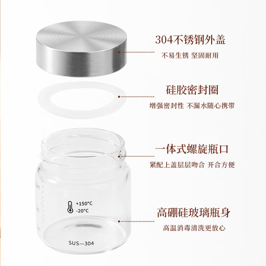 Baijie glass Chinese medicine sub-bottling food-grade high temperature resistant sealed glass jar portable Chinese medicine storage container sealed jar storage bottle