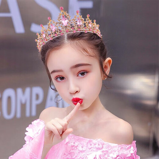 End of the World Crown Tiara for Children Princess Pink Girls Crystal Hair Accessories Baby Birthday Hair Crown Girls Performance Hairband Hair Gold Pink Diamond Crown 1 pc