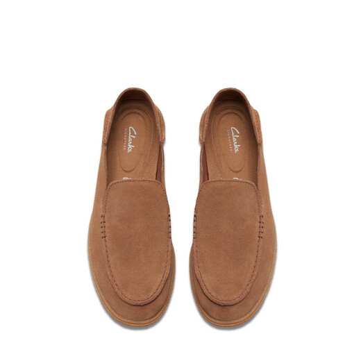 Clarks Qile Craftsmanship Series Men's Shoes New Breathable Lazy Shoes Simple Comfortable Versatile Love Bean Shoes Wedding Shoes Brown 261775037 42.5