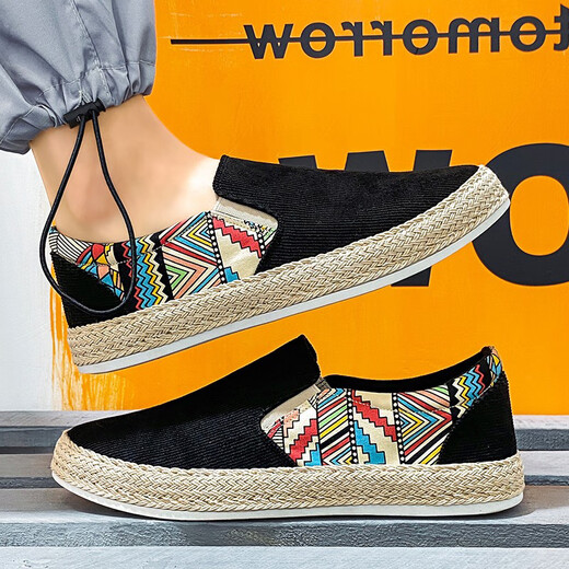 
H8 cloth shoes men's 2025 new breathable lazy shoes one-legged canvas shoes men's shoes old Beijing casual shoes black (Ultra-Ultimate version) 43
