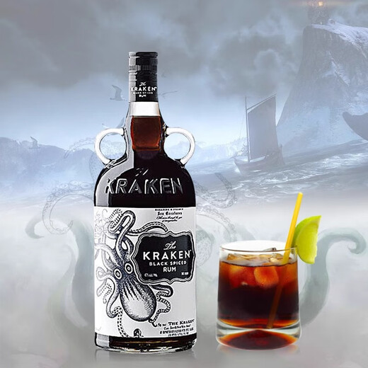 
JiTu North Sea Giant Demon Rum KrakenRum Norwegian Sea Monster Scented Black Rum Imported and Traded Foreign Wine 700ml 700mL